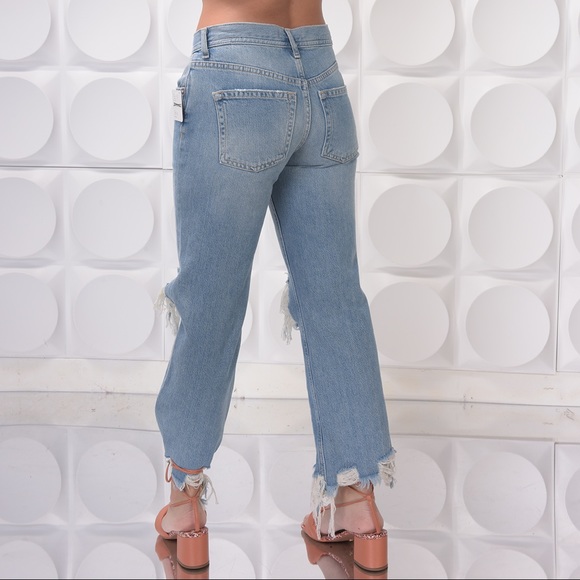 NEW Free People Cropped Ripped Jeans | Sz 25 Tags Attached - Picture 3 of 6